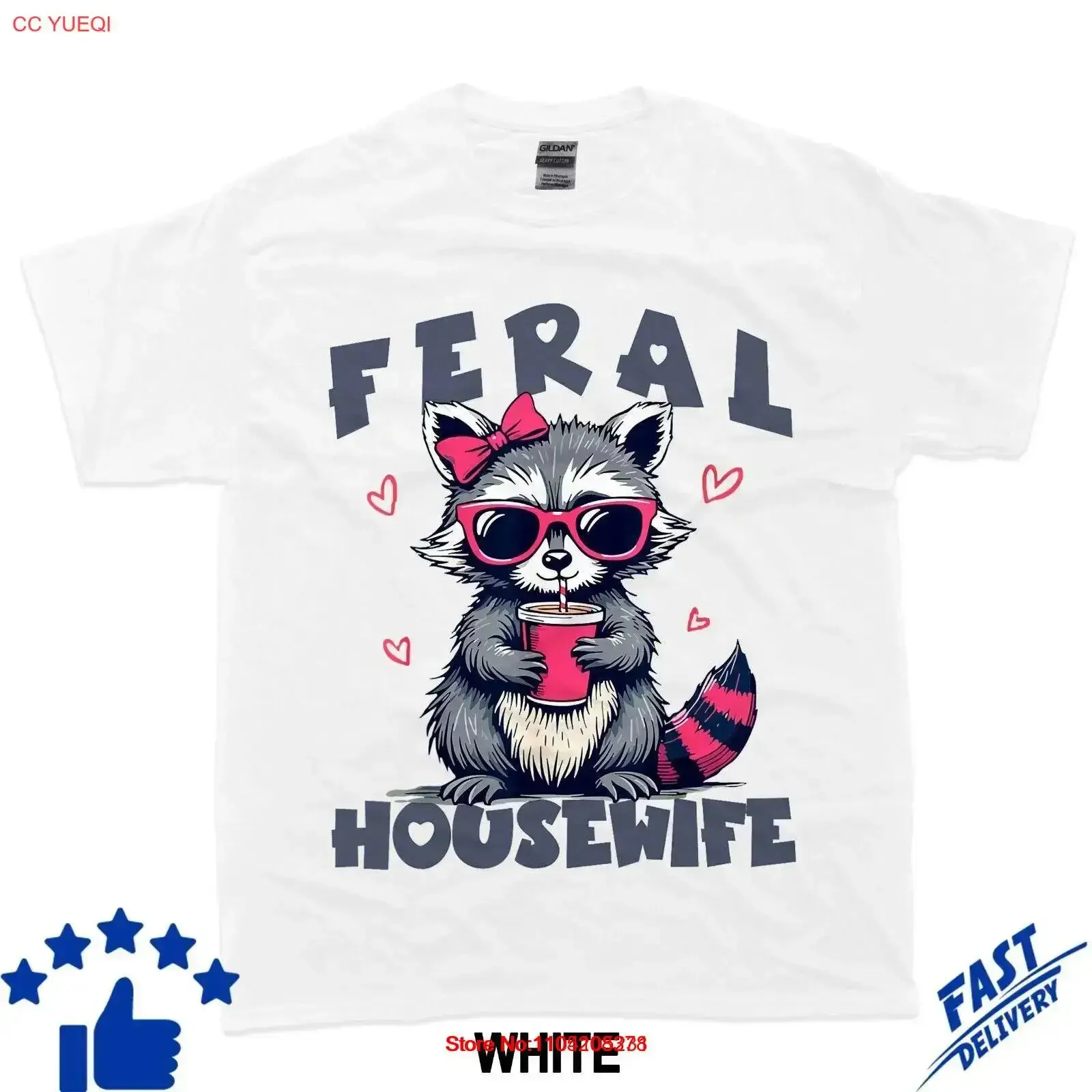 Feral Housewife Mother's Day Funny For Wife Womens Raccoon T Shirt vintage Washed designer clothes Stylish graphic homme