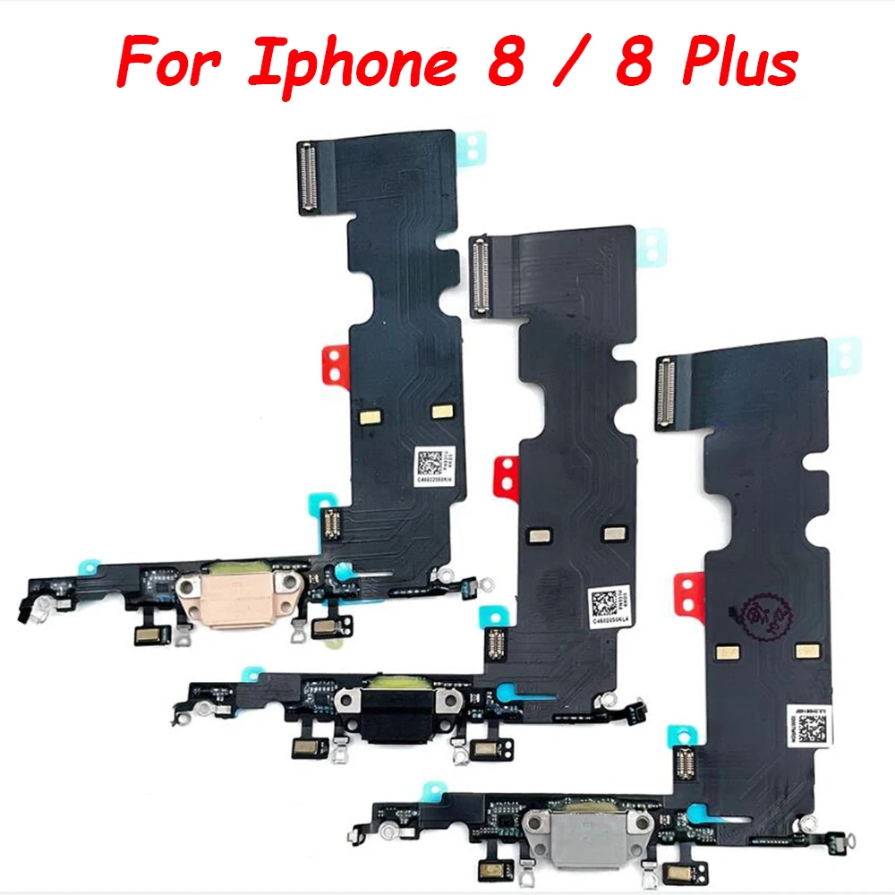 USB Dock Connector Charging Port Flex Cable For Iphone 8 Plus / 8 Charger Board With Mic Microphone Module Replacement Parts