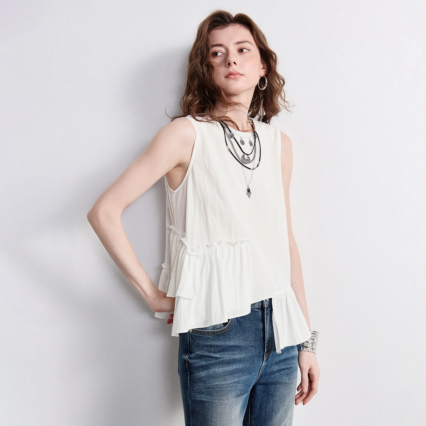 TOYOUTH Women Sleeveless Blouse Shirt 2026 Summer New Crew Neck Asymmetric Pullover Tank Tops - view 2