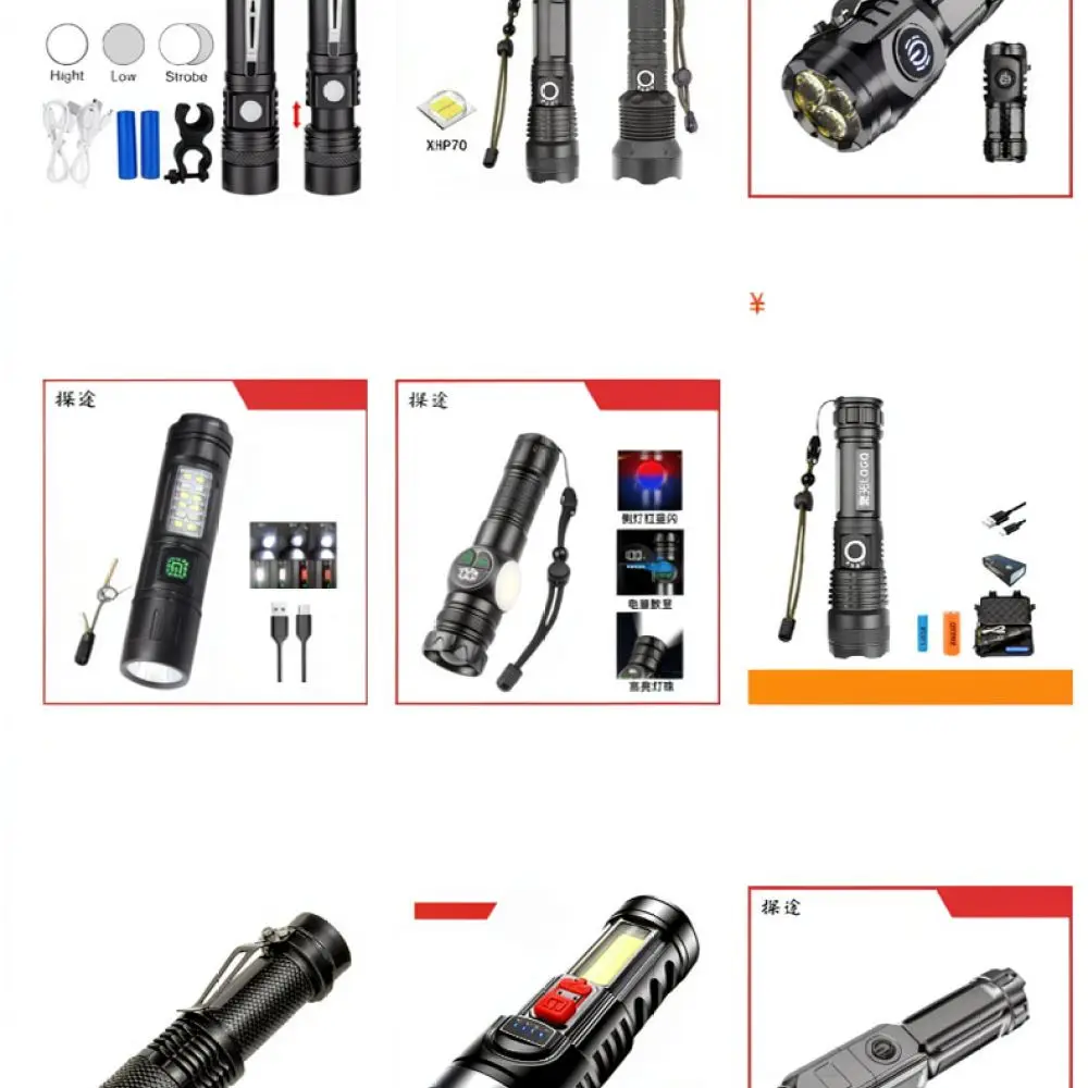 Compact Aluminum Alloy Led Flashlight Rechargeable Tactical Torch Powerful Light For Outdoor Camping Hiking Emergency