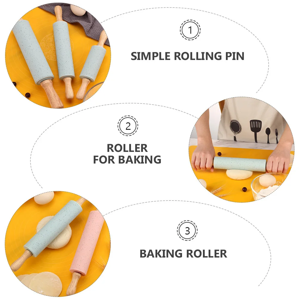 

Small Kitchen Tool Rolling Pin Artifact Dough Silicone Roller Blue Silica Gel Simple