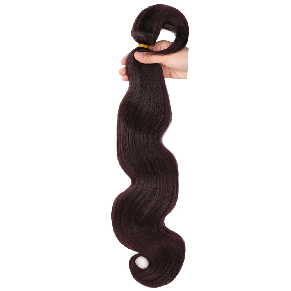 ボディ ウェーブ 人工毛織り 3 バンドル セール 18 インチ ジンジャー カラー 人工毛横糸