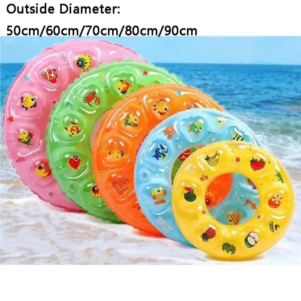 New PVC Swimming Ring Inflatable Double Layer Eco-Friendly Crystal Ring Cartoon Floating Ring Beach Water Pool