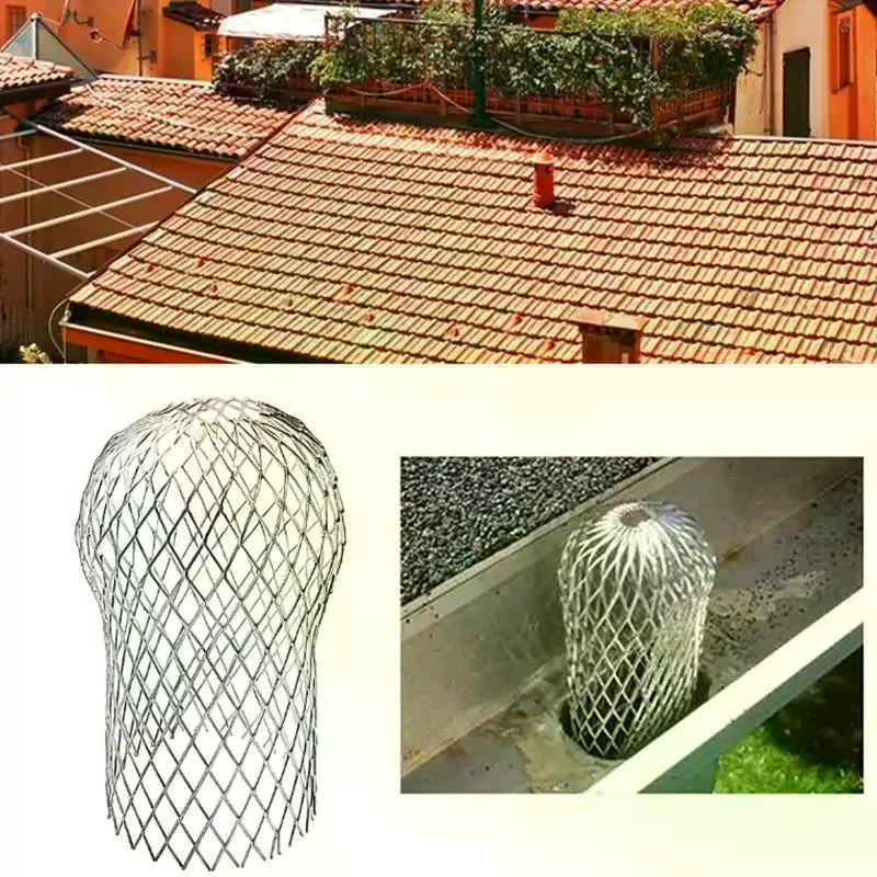 (2/4pcs Expand Aluminum Gutter Filter Mesh Foldable Screen Anti-Blocking Filter Rustproof Silver Eaves Roof Drainage Pipe)