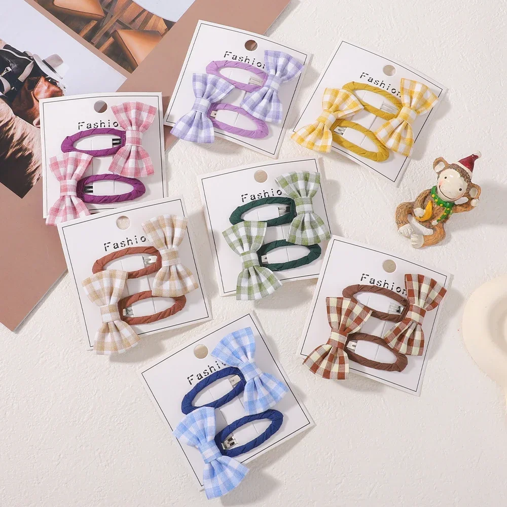 

2Pcs/set Cute Mini Plaid Hair Bows Clips for Baby Girls 2025 Korea Sweet Bowknot Hairpin Barrettes Headwear Hair Accessories