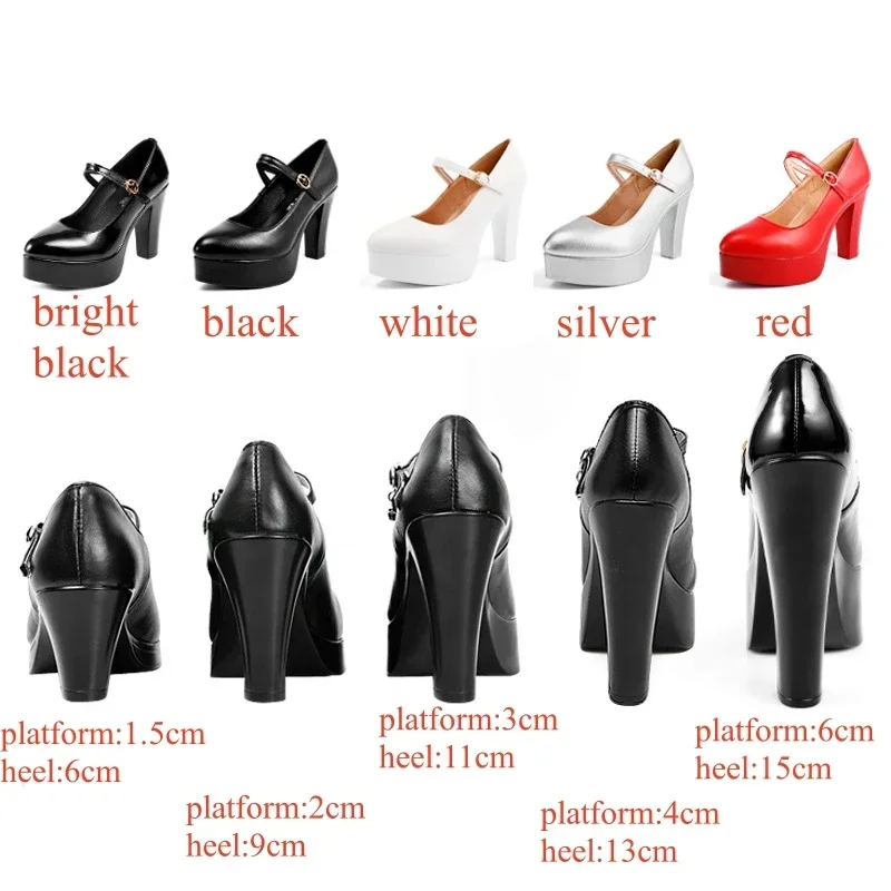 Small Size 32-43 Elegant Thick Bottom Platform Pumps Women Wedding Shoes White 2024 Block High Heels Shoes for Office Model