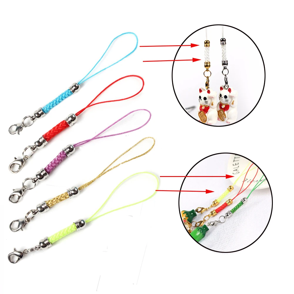 10Pcs/set Key Holder Keychain Accessories Thread Cord Metal Mobile Phone Strap Lobster Clasp Lanyard Keychain Rope Diy Jewelry