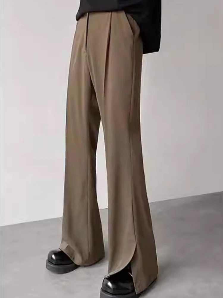 

Fluid Bell Mouth Suit Trousers for Men Social Tailoring Cheap Thin Casual Dress High Quality Work Wear Elegant Man Suits Pants