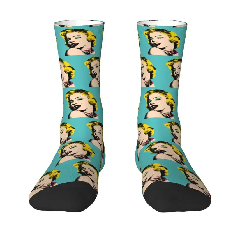 Pop Art Golden Girl Monroe Marilyns Crew Socks Unisex Funny 3D Printing Dress Socks