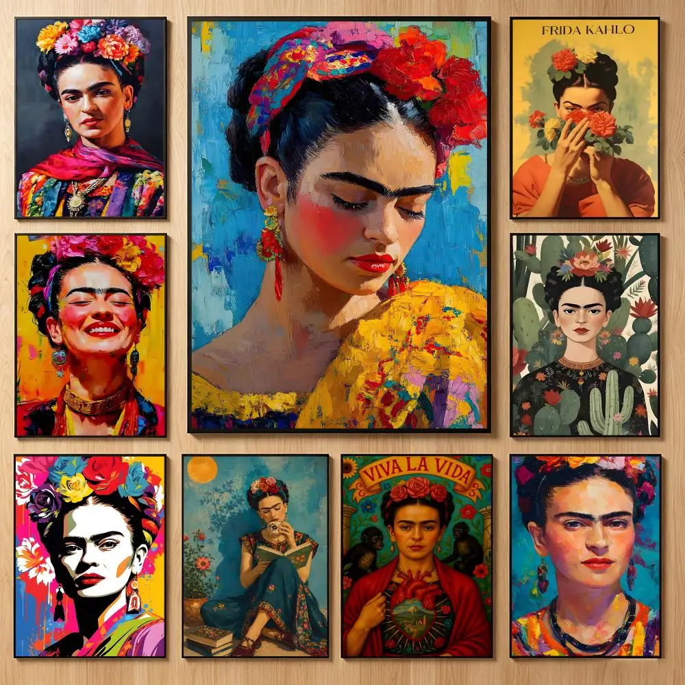 Artistic Artist F-Frida Kahlo Poster Classic Self-Adhesive PP Wall Sticker for Living Room Bar Decor Gift