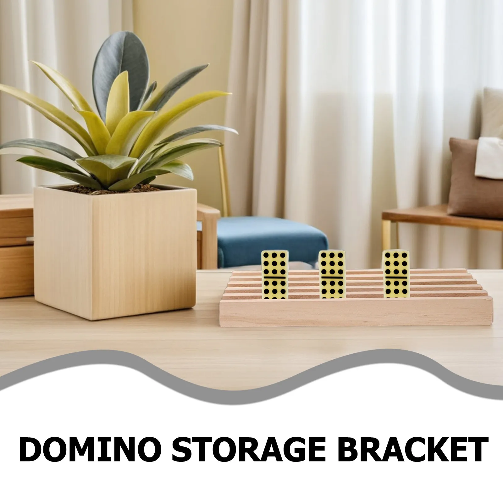1 stks Houten Domino Rack Houder Natuurlijk Houten Basisbak Antislip Tafelblad Opslag Voor Tegels Kaarten Bordspel Organisator Domino
