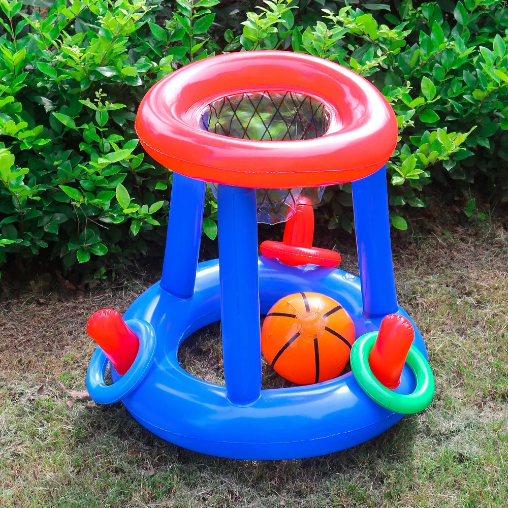 Swimming Pool Basketball Hoop Set Inflatable Floating Hoops with Ball Rings for Kids Teens Adults Perfect Competitive Water Play