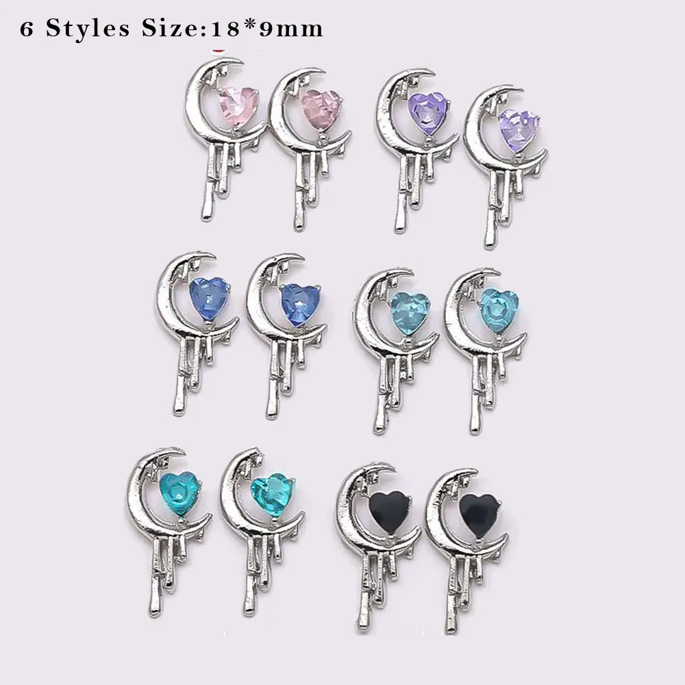 10 Stuks Hart Van De Liefde Maan Nail Art Charme 3d Legering Lava Diamant Hart Nagel Decoratie Diy Retro Hoge Koude Nagel Accessoires