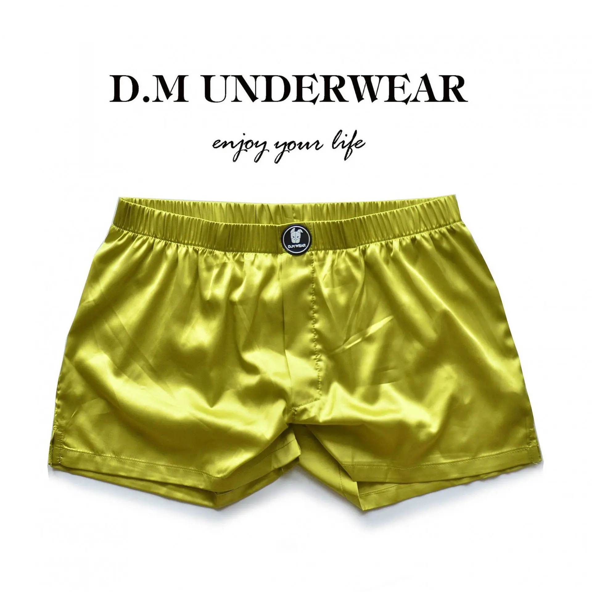 

Men's Sexy Low-Waist Gay Sports Fitness Male Erotic Boxers Mid-Waist Solid Color Underwear Silky Smooth Shorts Pajama Pants Home
