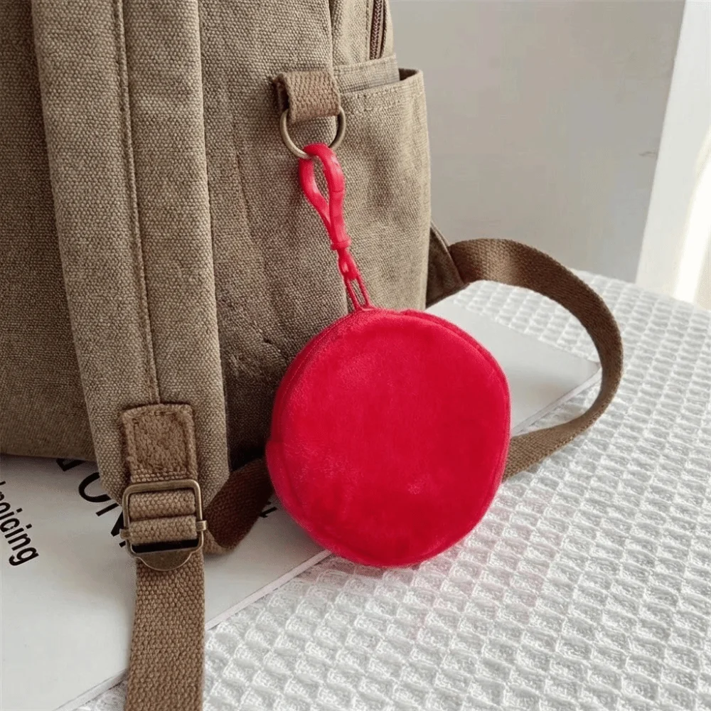 Fashion Solid Color Coin Purse Round Shape ID Card Bag Minimalist Style Kawaii Style Keychain Wallet Women's Use