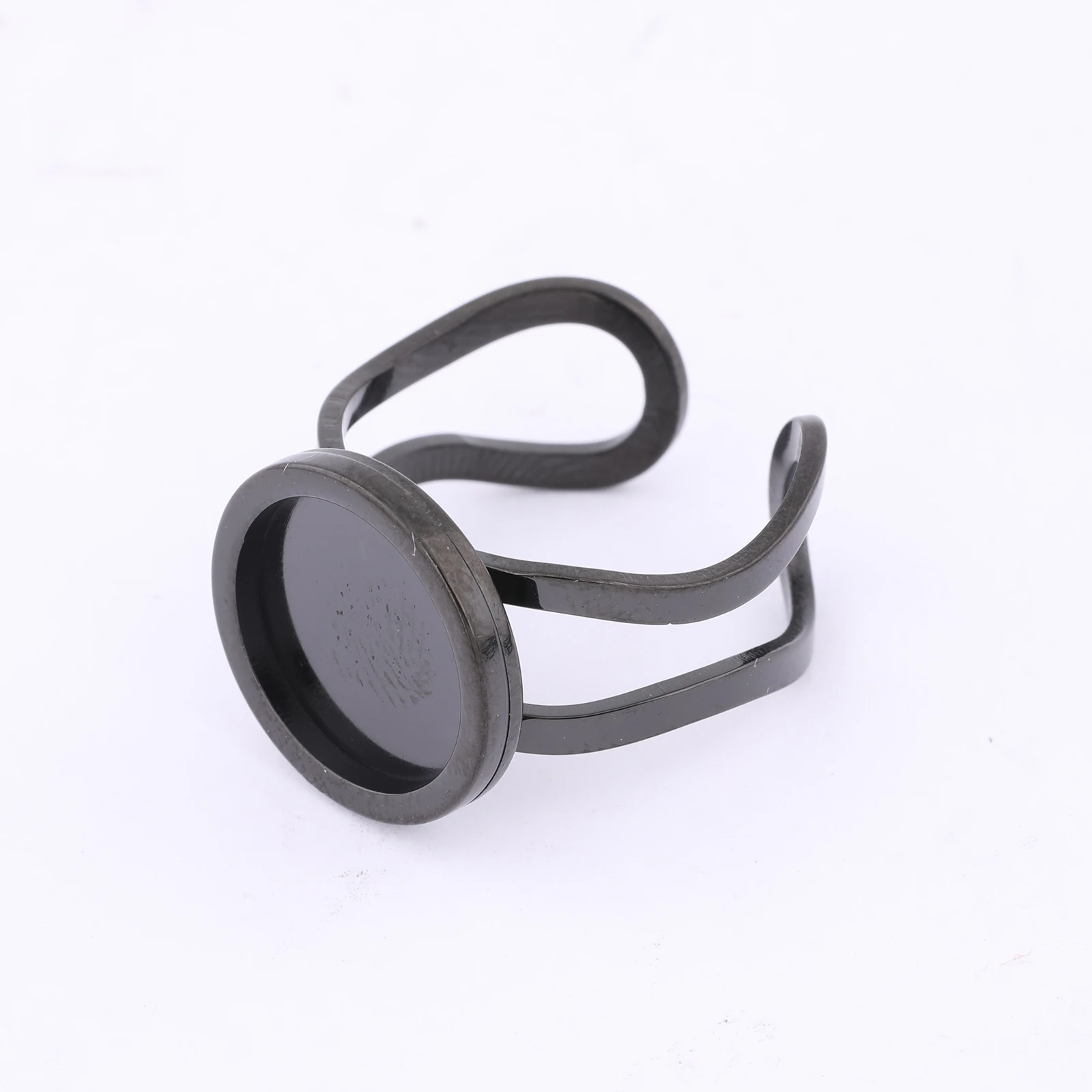 Anneau cabochon noir en acier inoxydable, 5 pièces, 10mm 12mm, paramètres de base, lunette de bricolage, ébauches de bague pour bijoux exécutifs