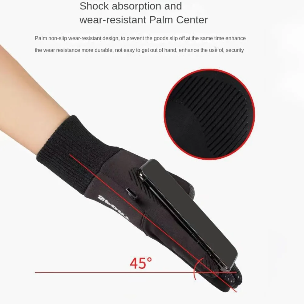 موضة القفازات الدافئة الشتاء قفاز مقاوم للماء الجلد ودية قفازات كاملة الأصابع عدم الانزلاق لمس قفازات ركوب الدراجات الرياضة