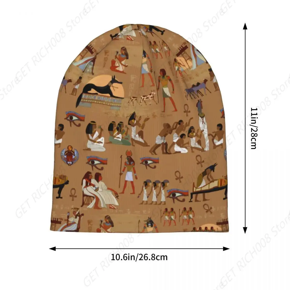 Unisex Ancient Egypt Murals Pharaohs History Culture Slouchy Beanies Outfits Vintage Egypt Hieroglyphic Carvings Bonnet Knit Hat