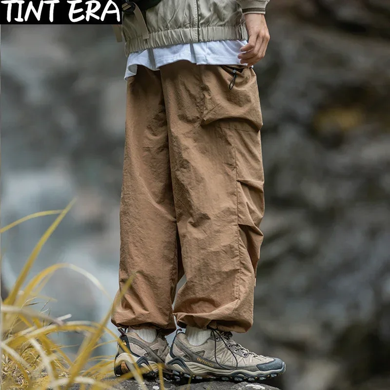 TINT ERA-pantalones Cargo de paracaídas para hombre, pantalón informal de gran tamaño para exteriores, impermeable, ropa de calle japonesa, Hip Hop