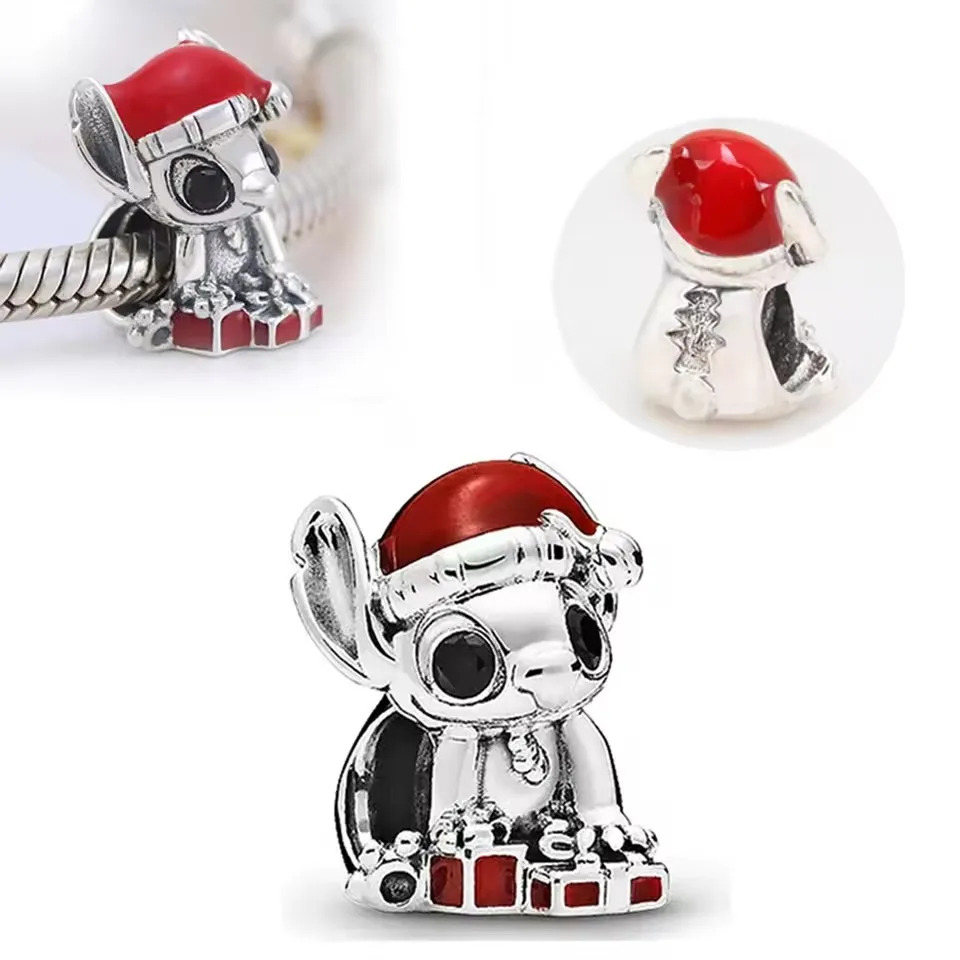 Miniso الأصلي ديزني الفضة 925 ليلو غرزة سلسلة سحر صالح سوار ديزني الخرز سحر للنساء صنع المجوهرات الحب هدية