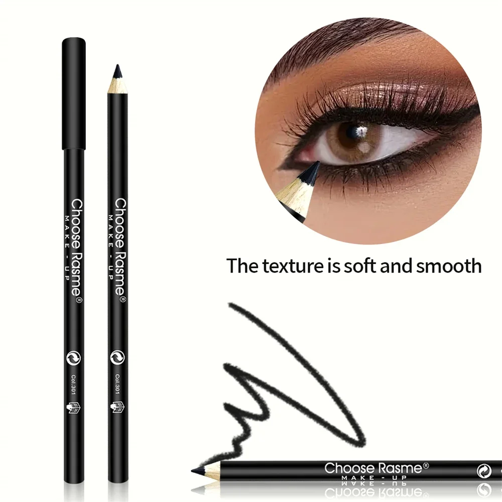 3pcs Waterproof Black Eyeliner Pencils-Smudge-Proof Long-Lasting &Beginner-Friendly Wooden Eyebrow Liner Pen Makeup Combined