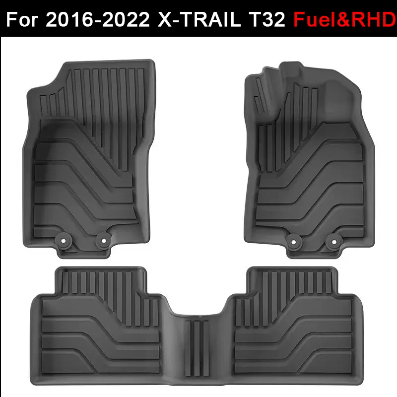 Car Floor Mats for X-TRAIL T32 Fuel 2016 2017 2018 2019 2020 2021 2022 TPE Waterproof Foot Mat Right Hand Drive 3D Floor Liners