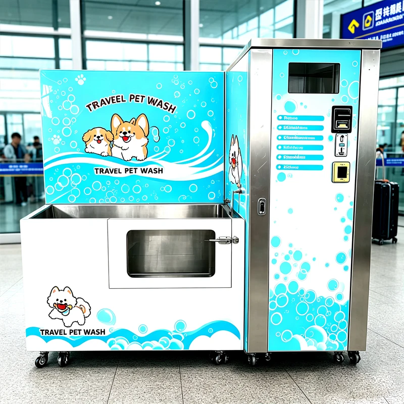 Self Service Pet Washing Vending Machine Coin Operated Dog Wash Station For Transport Terminal Customized