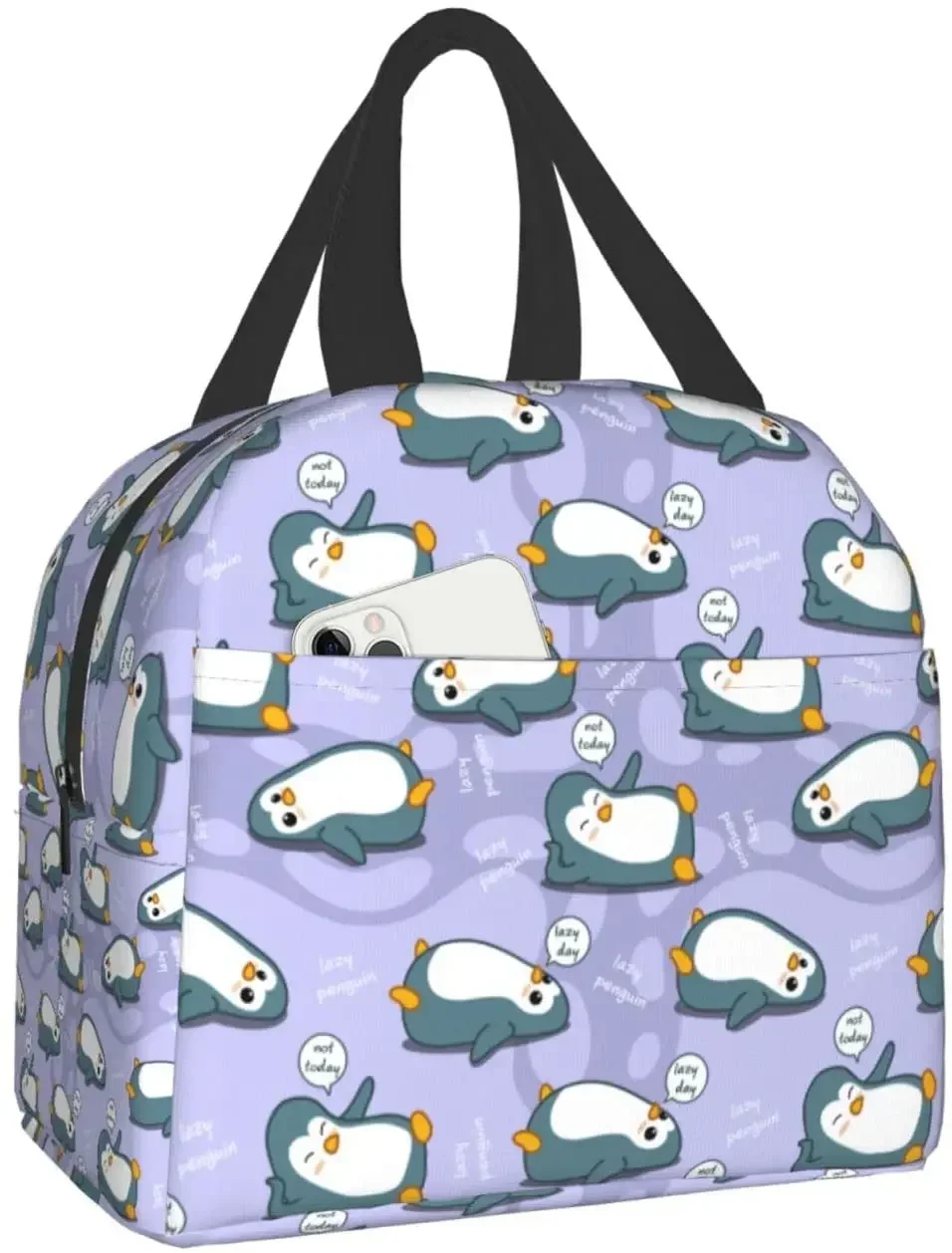 

Cute Penguin Musician Pattern Lunch Box Bento Box Insulated Lunch Boxes Reusable Waterproof Lunch Bag for Office Picnic Hiking