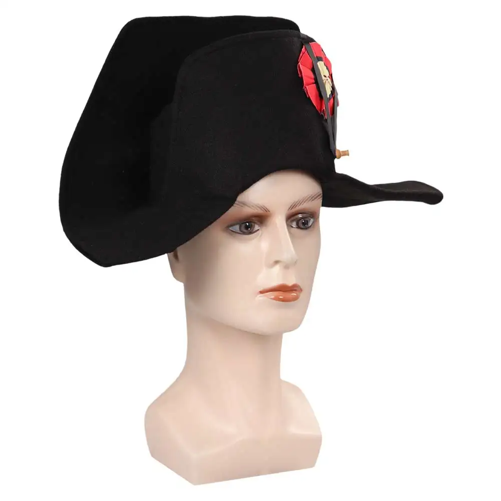 Fantasia napoleão bicorn chapéu para homens almirante francês capitães boné filme tv palco cosplay acessórios de fantasia homem fantasia prop