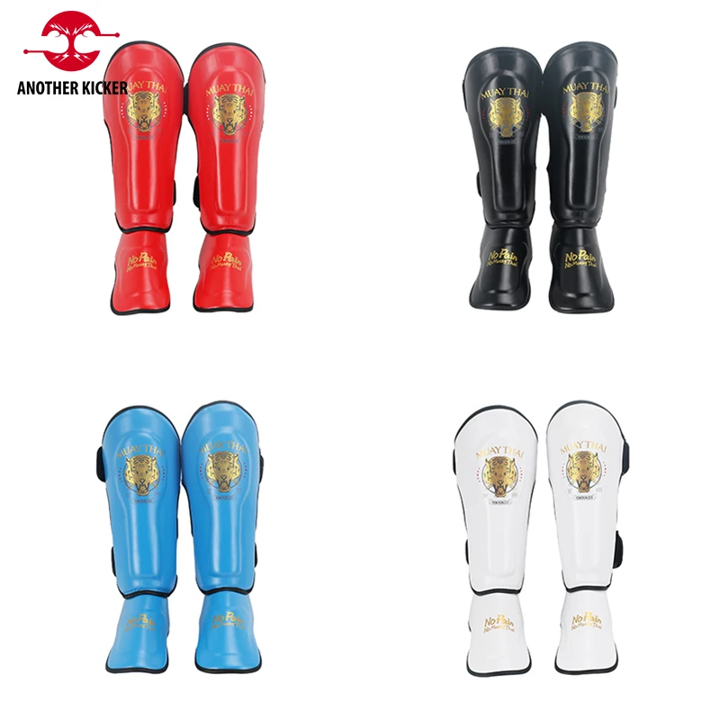 MMA Boxing Shin Guards Instep Youth/Adult/Kids Kickboxing Ankle Support Karate Protectors Equipment PU Sanda Muay Thai Leggings