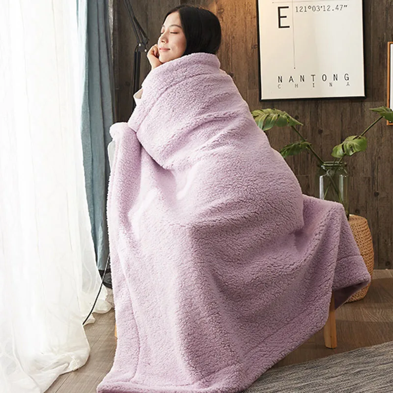Fashion Double Coral Fleece Warm Blanket Fluffy Soft Plush Sofa Throw Blankets Cozy Flannel Bed Sheets for Autumn and Winter