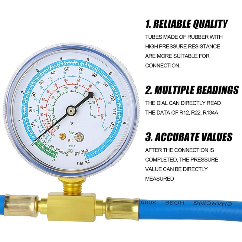 Kältemittel füll schlauch und Manometer & bpv31 Piercing ventil. passend für r12, r22, r134a Anschluss