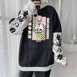 Demon Slayer Mitsuri Kanroji Cute Cartoon Printed Hoodies For Mne Women Manga Sweatshirts Winter Patchwork Long Sleeves  Hoodies