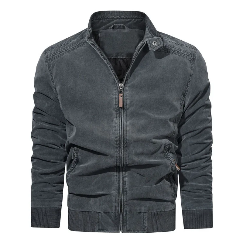 Spring And Autumn Solid Color Washed Pure Cotton Jacket Men's Retro Loose Casual Coat