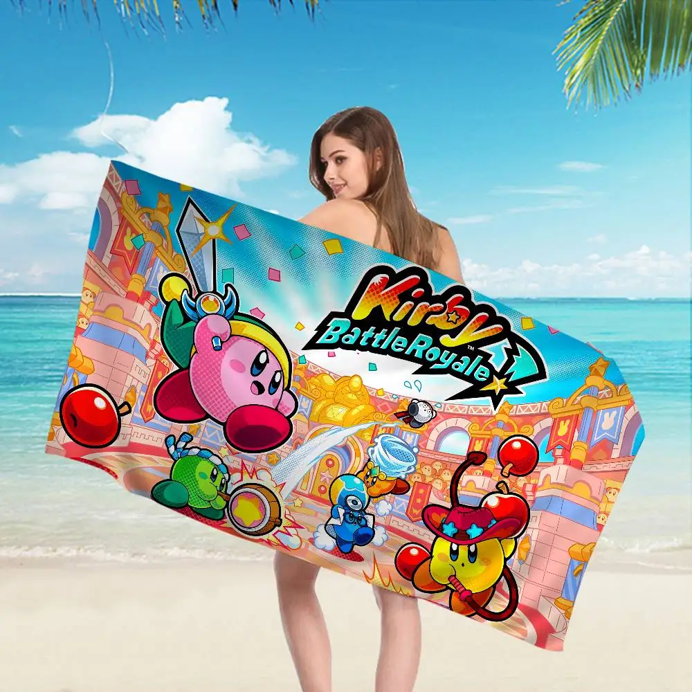 Hot Lovely K-Kirbies Animation Microfiber Printed Beach Towel Mountain Climbing Yoga Beach Swimming Running Absorbent Soft Towel