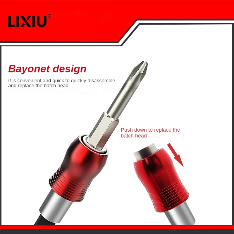 Lixiu 3Pics Electric Drill Joint Extension Rod 6.35MM Strong Magnetic HEX 1/4 Socket Set Self-locking Connection Hex Socket Set