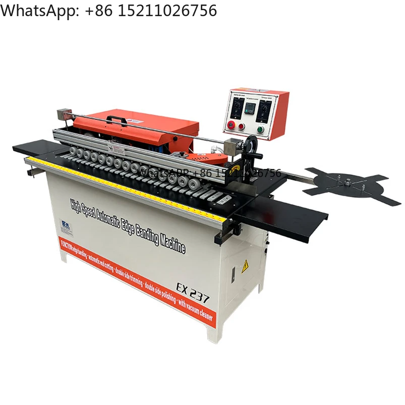 High Speed CE Certified Motorized Wooden Furniture Edge Banding Machine with Corner Trimming Cleaning Gluing & Buffing Functions