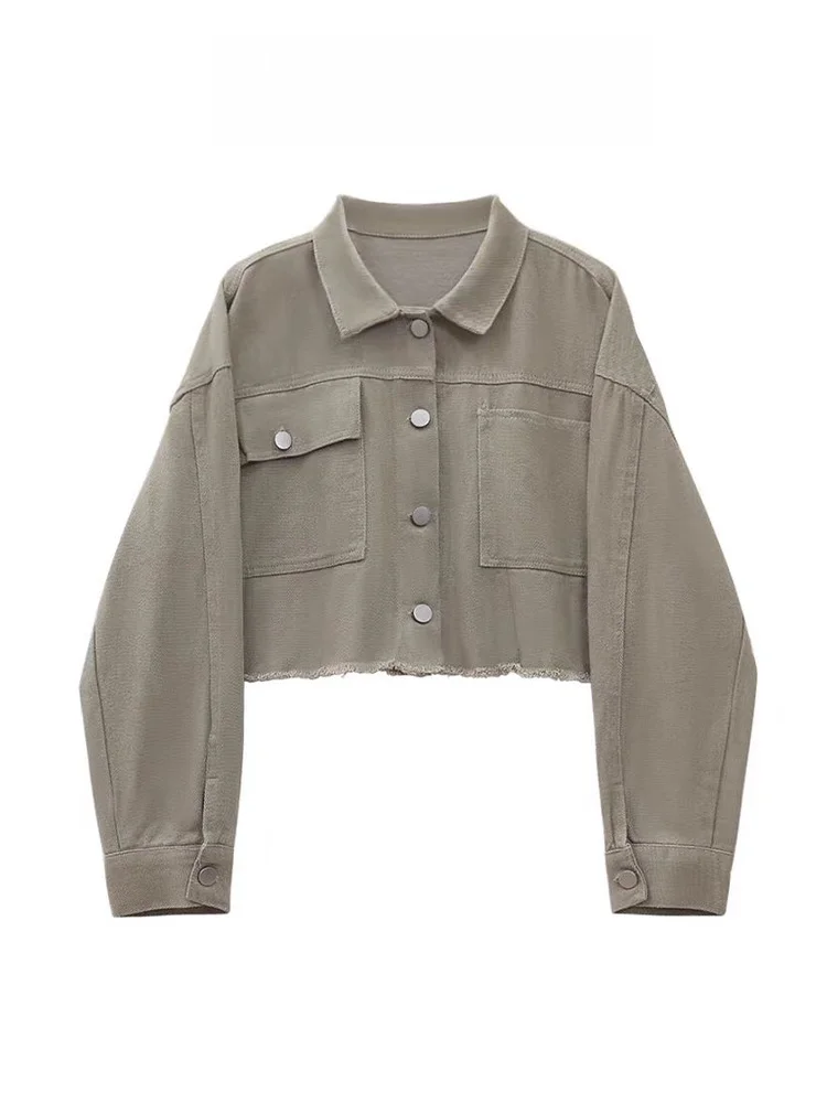 

Женский джинсовый тюнер Sweet Cool ort, весна-осень 2024, новый дизайн, сенсационный кардиган, топ, модный воротник на пуговицах