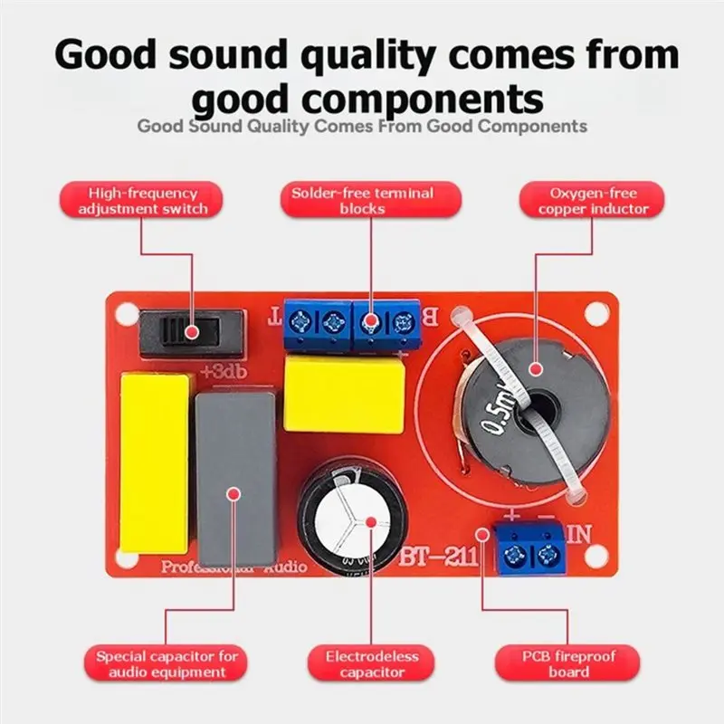 【VALUE MONEY】Frequency Divider 100W 4-8Ω 2-Way Audio Speaker Crossover Hifi Adjustable High/Low Bookshelf Audio Speaker