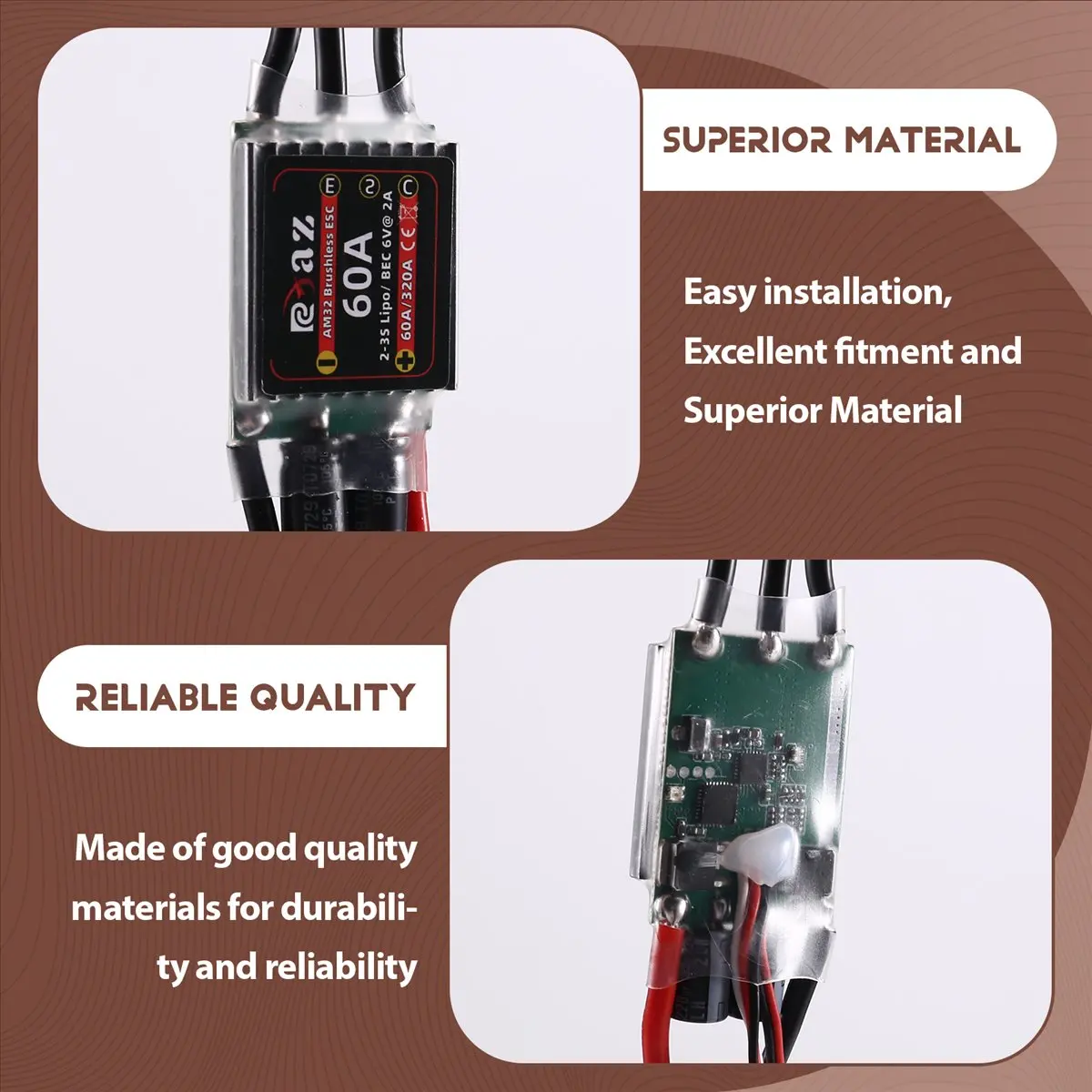 lookme Upgrade Parts AM32 60A Brushless Outrunner ESC and 3542 Brushless Motor Waterproof, for 1/10 RC Car, Programmable,B
