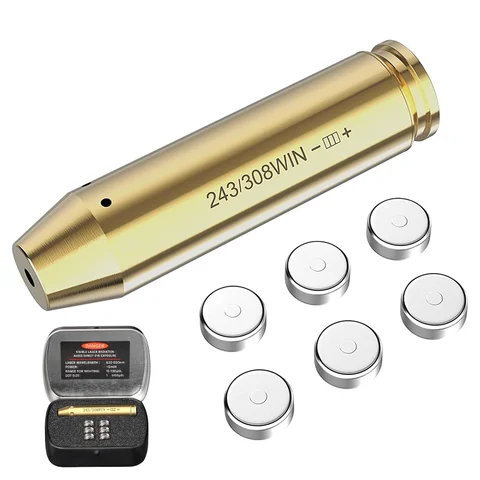 308 Red Laser Boresighter with 6 Battery Laser Collimator .308 Caliber Laser Bore Sight