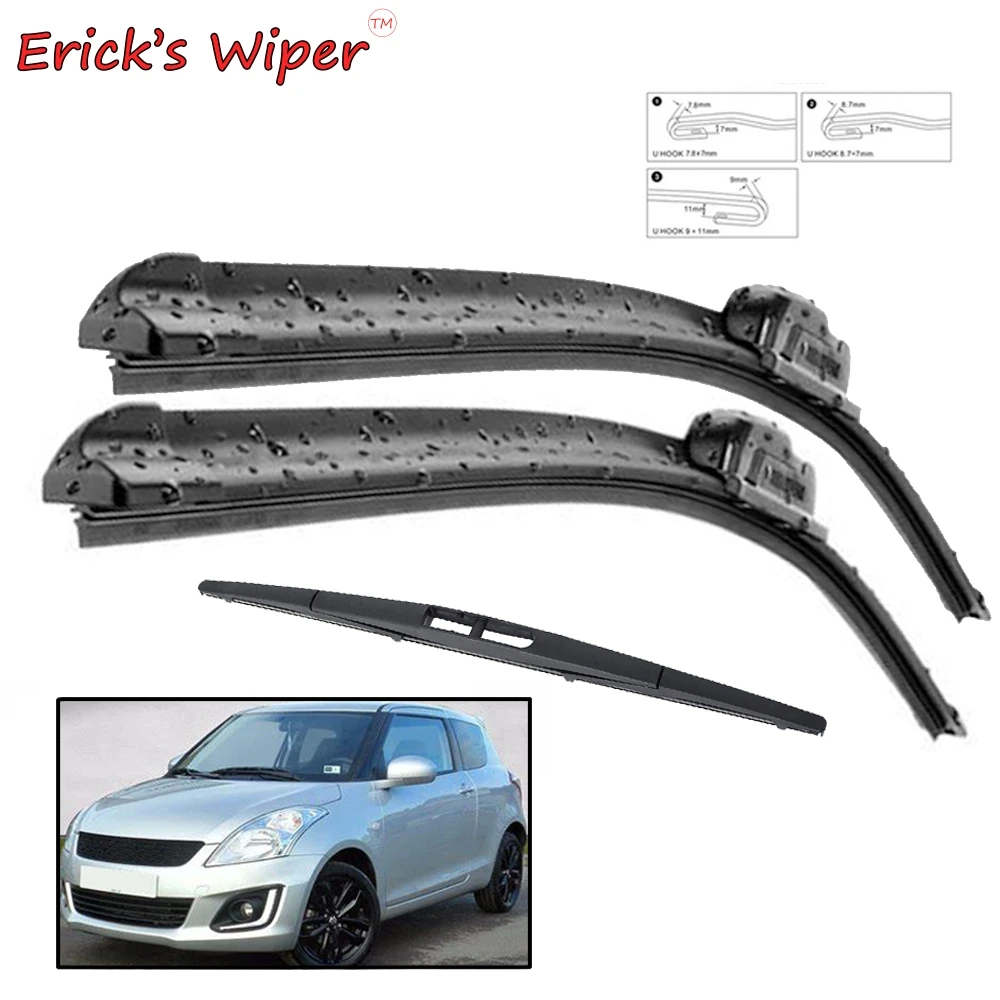Erick\'s Wiper Front & Rear Wiper Blades Set Kit For Suzuki Swift Hatchback 2010 - 2017 Windscreen Windshield Window 21\