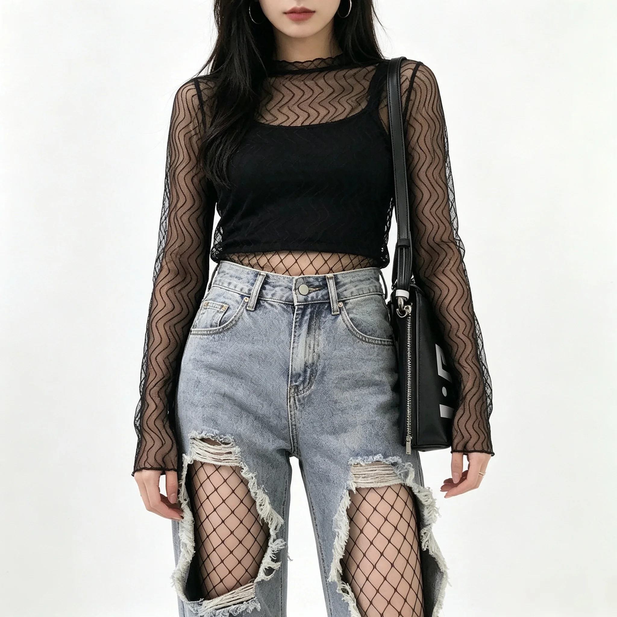 Black Fishnet Stockings For Women, Thigh Hight Fishnet Pantyhose Ladies Fish Net Plus Size One Size Fit All