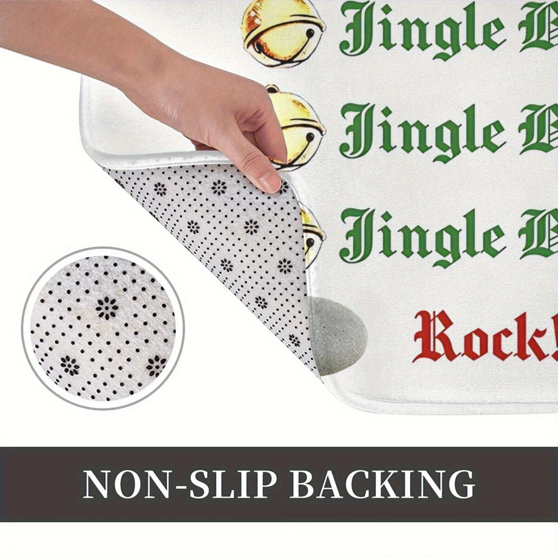 Jingle Bells! Christmas Door Mat-Lightweight, Non-Slip, Machine Washable Polyester Welcome Mat, Suitable for Bathroom, Bedroom