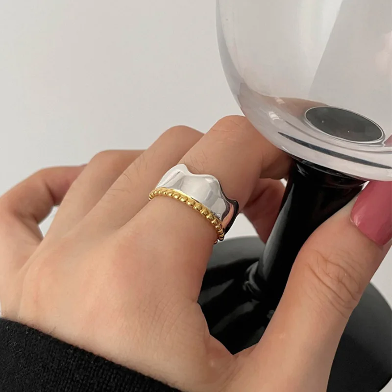 Foxanry Silver Color Love Heart Geometric Letter Rings For Women Couples Fashion Simple Classic Birthday Party Jewelry Gifts