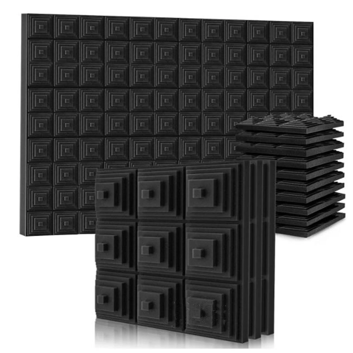 

A51Q-12 Pcs Acoustic Foam Panel,Sound Insulation Foam Panel,Noise Reduction Mat,for Music Studio Bedroom Home,Etc,5X30X30cm