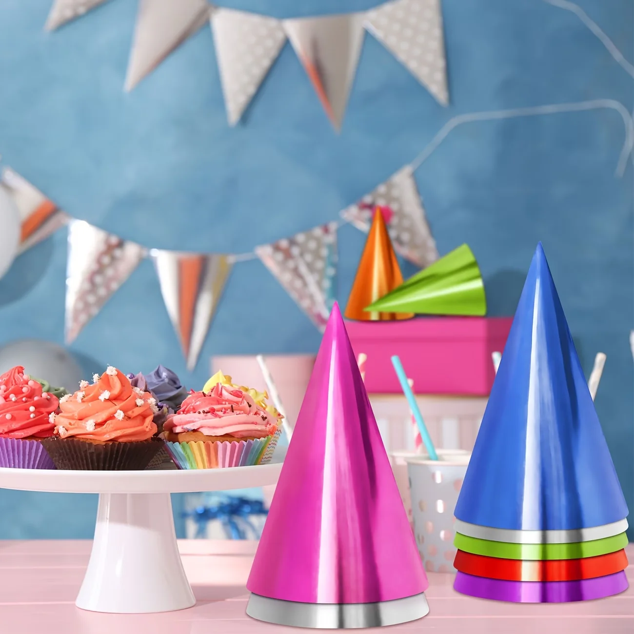 10pcs Colorful Metallic Foil B - đánh giá và giá Party Hat Cone