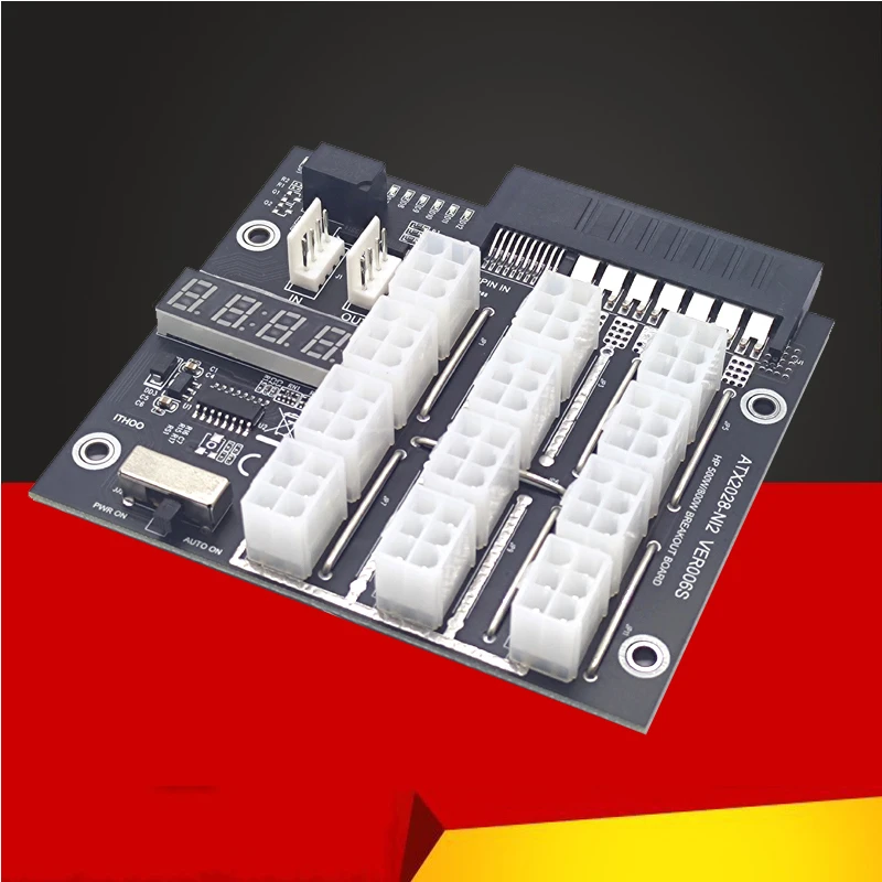 Górniczy tabliczka zaciskowa 12-portowy 6Pin złącze LED wyświetlacz 12V moduł zasilania do HP 500W 800W 1400W 1600W zasilacz do karty graficznej GPU