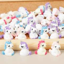 12Pcs Cartoon Mini Unicorn Theme 3D Resin Figurines Miniature Fairy Terrarium Micro Landscape Home Garden Decorations