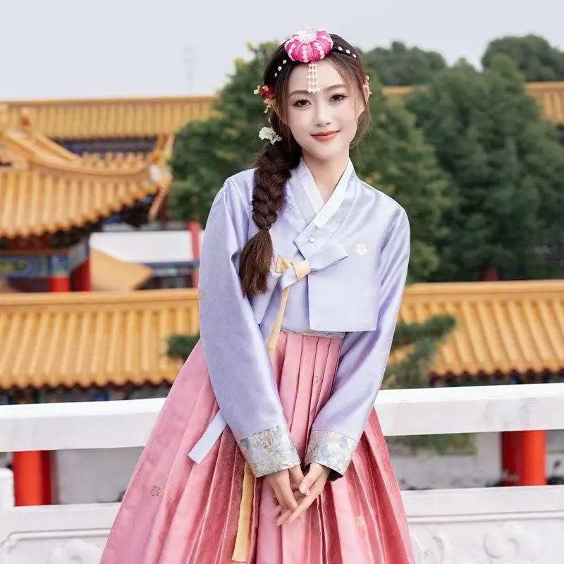 

High-end Hanbok for Woman Traditional Korean Dresses Yanji Travel Photohgraphy Clothing Court Style Dance Top Skirt Set Hanboks